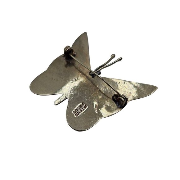 Vintage - Sterling Silver Mexico Butterfly Brooch Pin Abalone Inlay - Picture 9 of 9